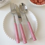 Ceramic Handle Grid Style Stainless Steel Tableware