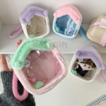 Plush small house transparent doll bag storage bag