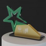 Green Star Crystal Acrylic Trophy