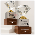 鑽石水晶實木獎座