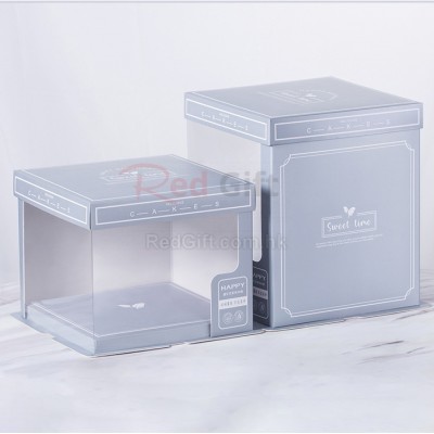 Fully transparent cake packaging box