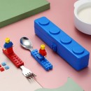 Silicone building block handle, stainless steel knife fork spoon three piece set
