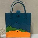 Large Capacity Colorblock Mountain Felt Tote