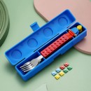 Silicone building block handle, stainless steel knife fork spoon three piece set