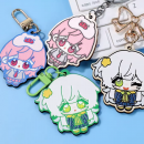 Wooden rubber-like embossed keychain