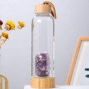 Natural Crystal Crushed Stone Health Glass With Bamboo Lid