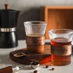 日式豎紋泡茶隔熱玻璃杯