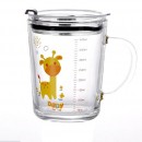 Cartoon Milk Cup With Straw Handle Scale