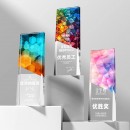 復古鐳射炫彩水晶獎座