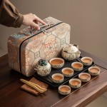 敦煌風翎陶瓷旅行茶具套裝