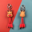 Cartoon Christmas Charging Cable with Keychain