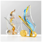 Sailing Ship Crystal Metal Trophy