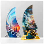 Sailing Ship Crystal Metal Trophy