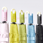 Automatic three-fold umbrella with buckle