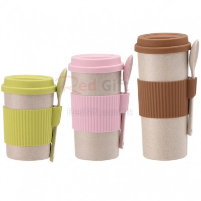 350ML Wheat Straw Coffee Cup with Spoon