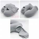 带帽充气旅行颈枕	 带帽充气旅行颈枕