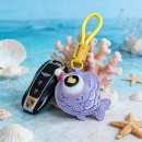 Bubble-blowing fish squeeze toy keychain