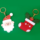 Christmas Leather Keychain Access Control Card Pendant