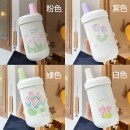 奶茶保溫杯帶木紋可愛小熊皮套