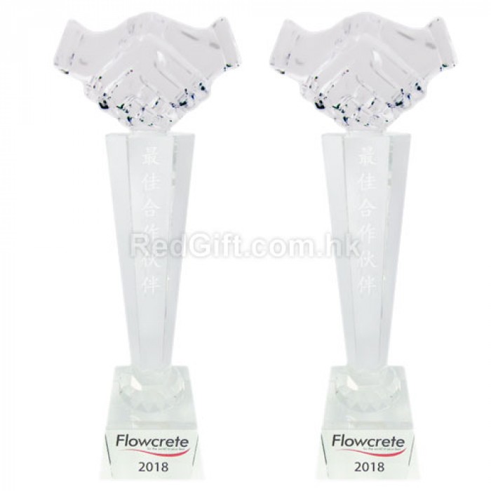 握手水晶獎杯-Flowcrete Group Ltd