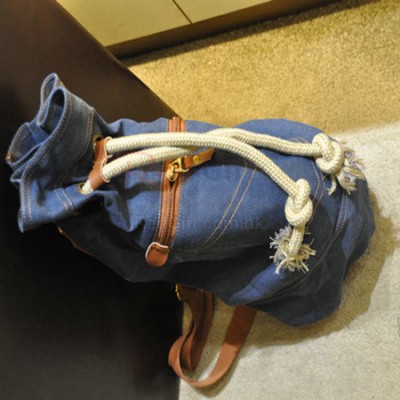 Denim drawstring bag