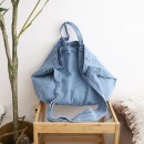 Solid Color Literary One-Shoulder Denim Messenger Bag