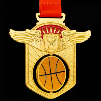 Basketball Hollow Rotating Medal