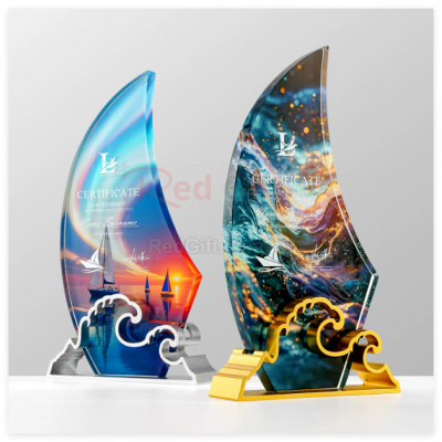 Sailing Ship Crystal Metal Trophy