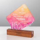 水晶金属实木奖座