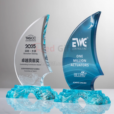 帆船水晶獎座