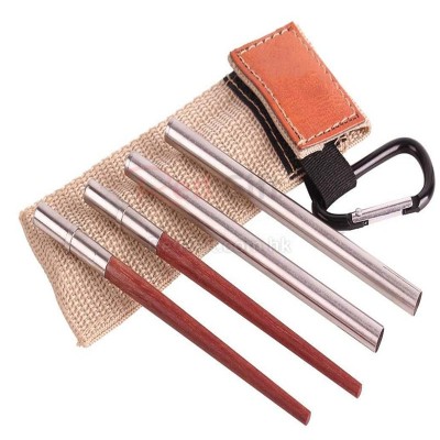 Camping Folding Chopsticks Leather Case