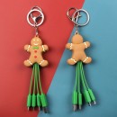 Cartoon Christmas Charging Cable with Keychain