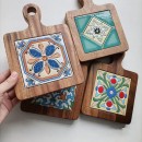 陶瓷實木杯墊隔熱墊 陶瓷實木杯墊隔熱墊