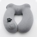 带帽充气旅行颈枕	