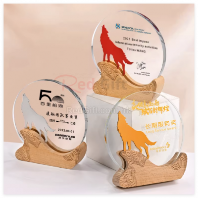 創意實木水晶獎座
