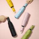 Automatic three-fold umbrella with buckle
