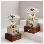 鑽石水晶實木獎座