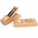 Multipurpose Wooden Pen and Pencil Stand with Quartz Clock
