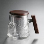 山海茶木柄玻璃泡茶杯
