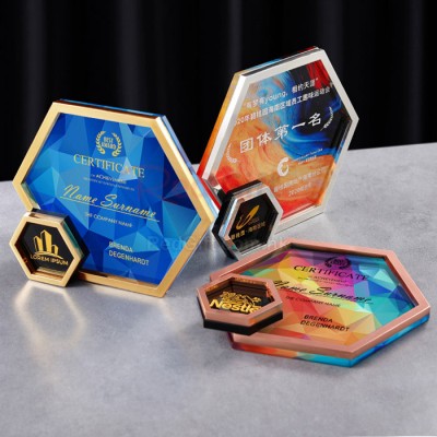 Metal Hexagonal Geometric Trophy