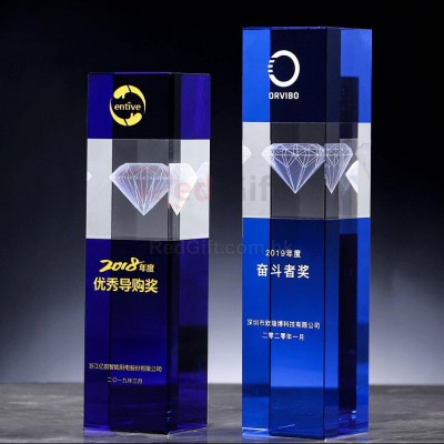 Diamond Square Pillar Crystal Trophy