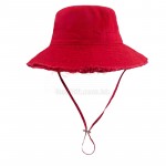 Frayed Solid‑Color Cotton Bucket Hat