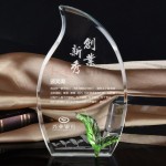Green Leaf Crystal Trophy