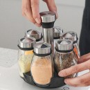 Seven-Piece Kitchen Spice Jar Set With Rotating Base