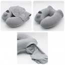 带帽充气旅行颈枕	