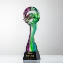 綠紫炫彩琉璃水晶獎杯