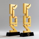 Letter Shaped Metal Crystal Trophy