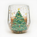 耐热双层流动亮片圣诞树杯