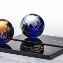创意简约精致水晶蓝色地球造型金银铜奖杯奖牌活动颁奖纪念品