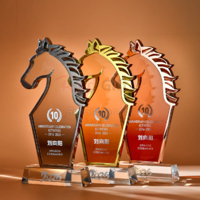 馬年金屬水晶獎盃